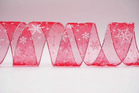 Glitter Snowflakes Wired Ribbon_KF7296G-7_red